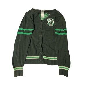 Harry Potter Slytherin House Button Front Cardigan Sweater, Size Small